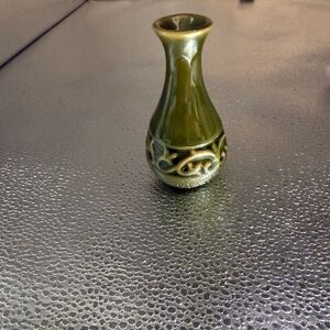 Vintage Elegant Green Ceramic Vase and in Olive Green.